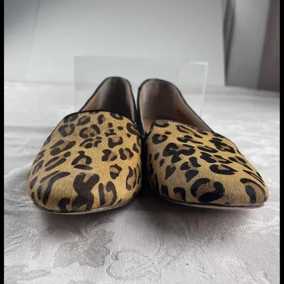 J Crew Womens Flats Size 9.5 Leather Leopard Print Driving Moccasins - Picture 3 of 9